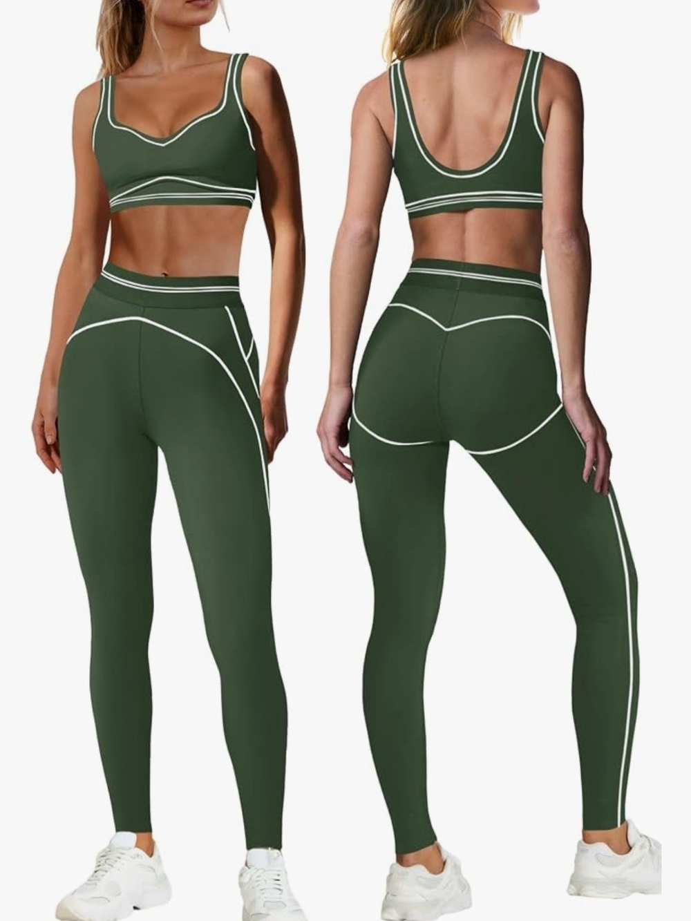 Cute Yoga Set High Waist Legging Sports Bra Pilates Gym Workout Jogging Exercise